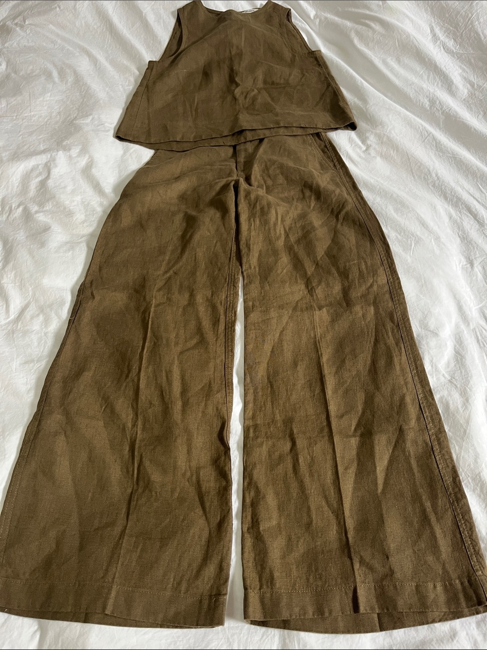 Madewell Zoe Relaxed Wide-Leg Pant & Tank Blouse Matching Set in 100% Linen SP25
